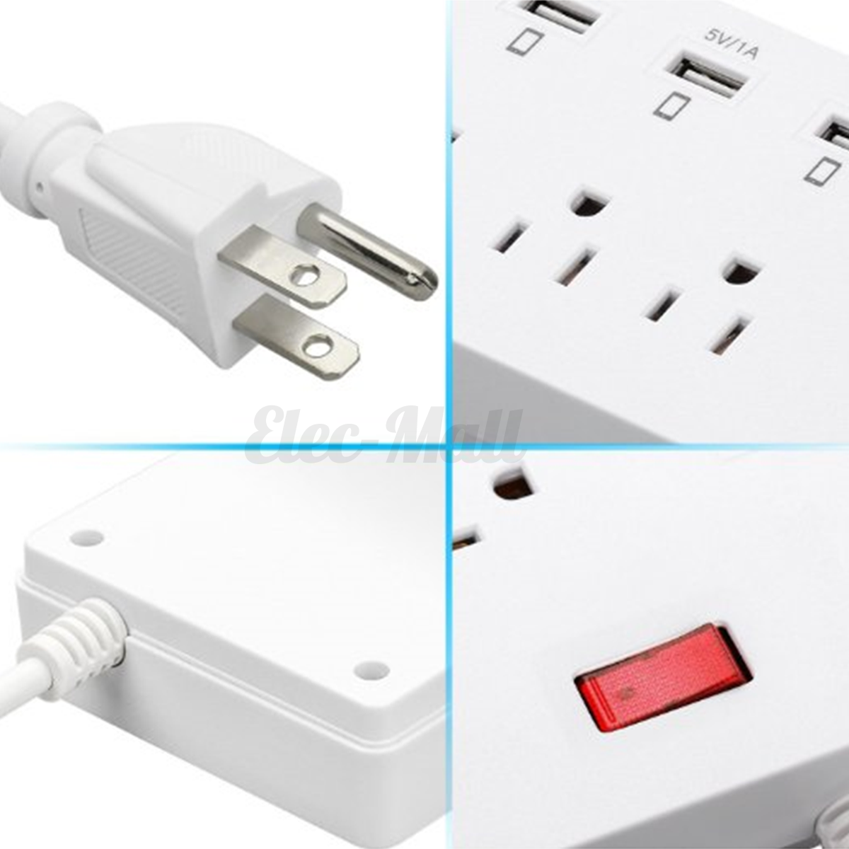 5V 2.4A / 5V 1A 6 Outlet 6 USB Charging Port Power Strip with Surge Protector