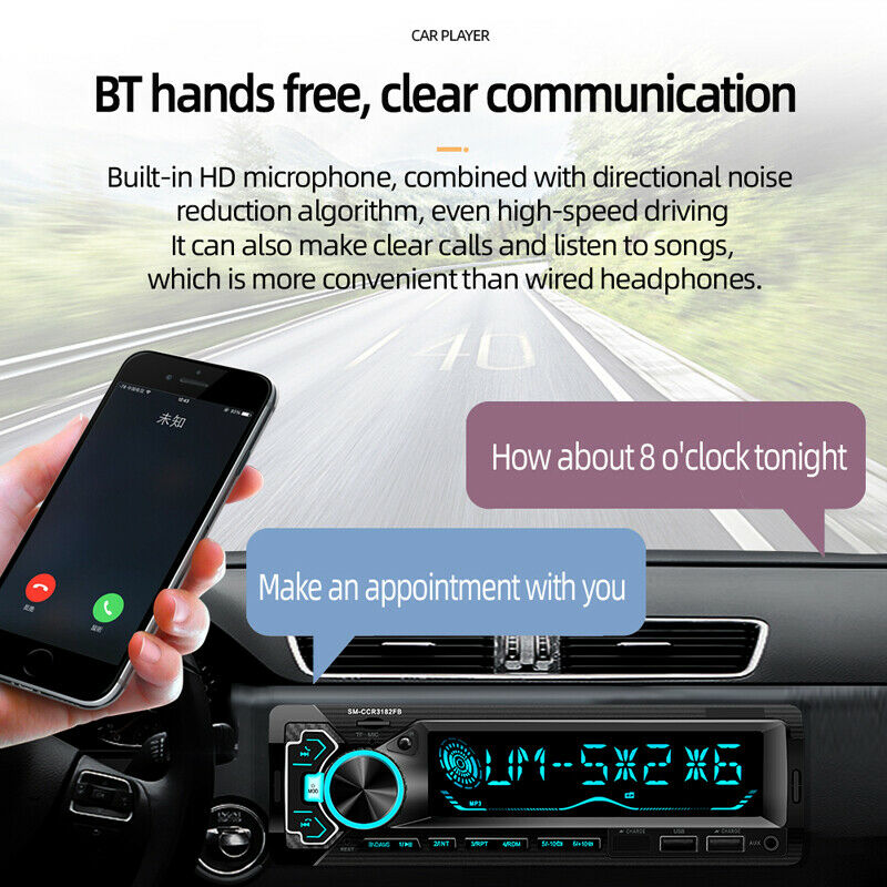 4-Channel Bt Radio Audio Car Stereo MP3 Player Remote Control USB w/ Microphone