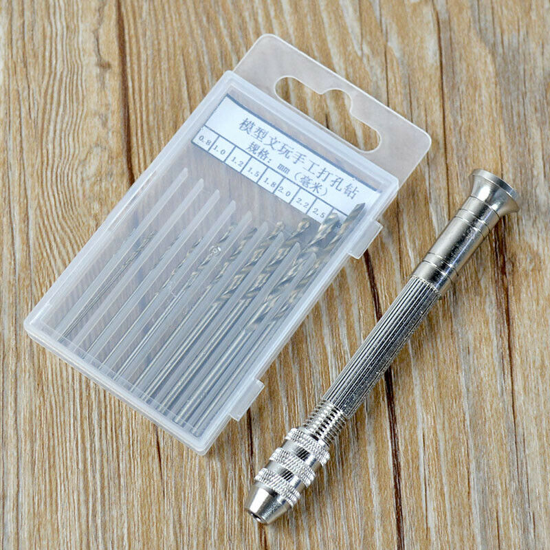 Mini Micro HSS High-Speed Steel Straight Shank Hand Drill and 10pcs Twist Drills