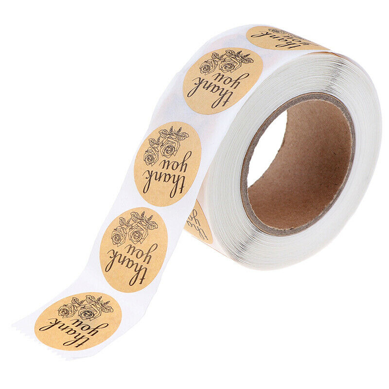 500pcs/roll Natural Kraft Rose Thank You Stickers seal labels Baking stickerDD