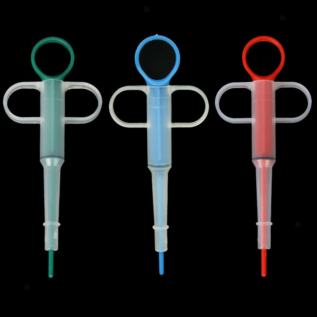 2pcs Dog Cat Capsule Tablet Grip Tip Pill Gun Syringe Aid Piller Pusher Doser