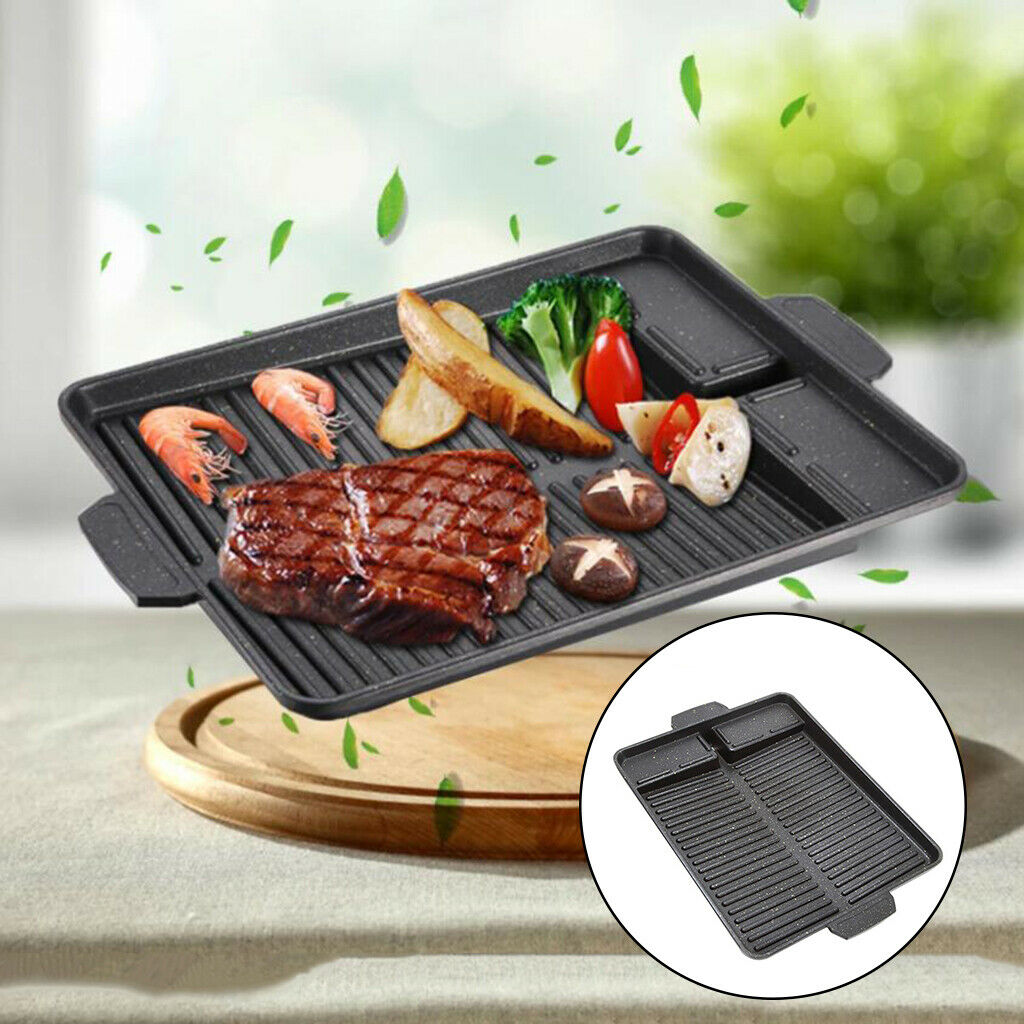 Heavy Duty BBQ Grill Pan Frying Non-Stick with Handle Picnic Accessory Black