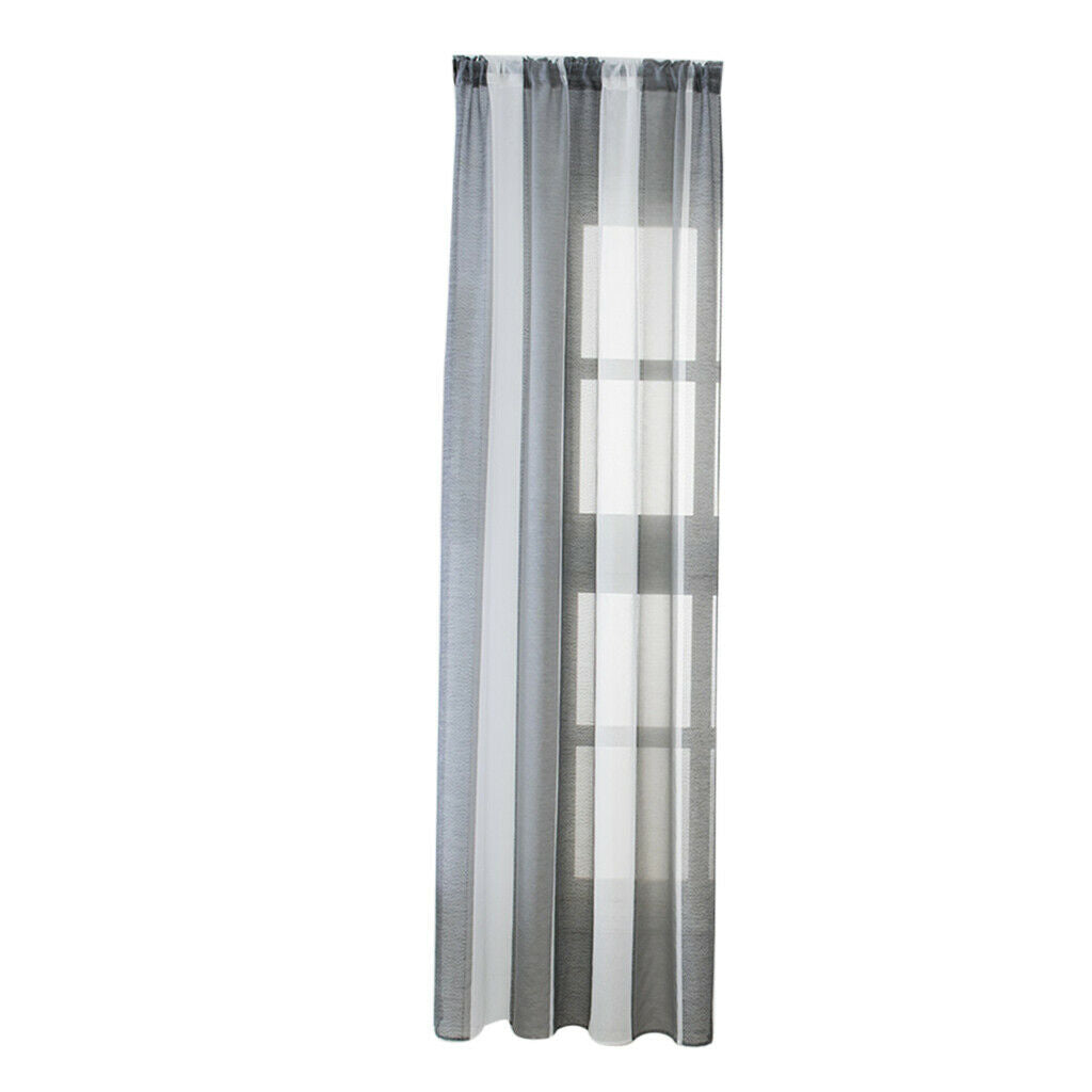 2xSheer Curtains Rod  Faux Linen Voile Curtains 100x200cm Color_3