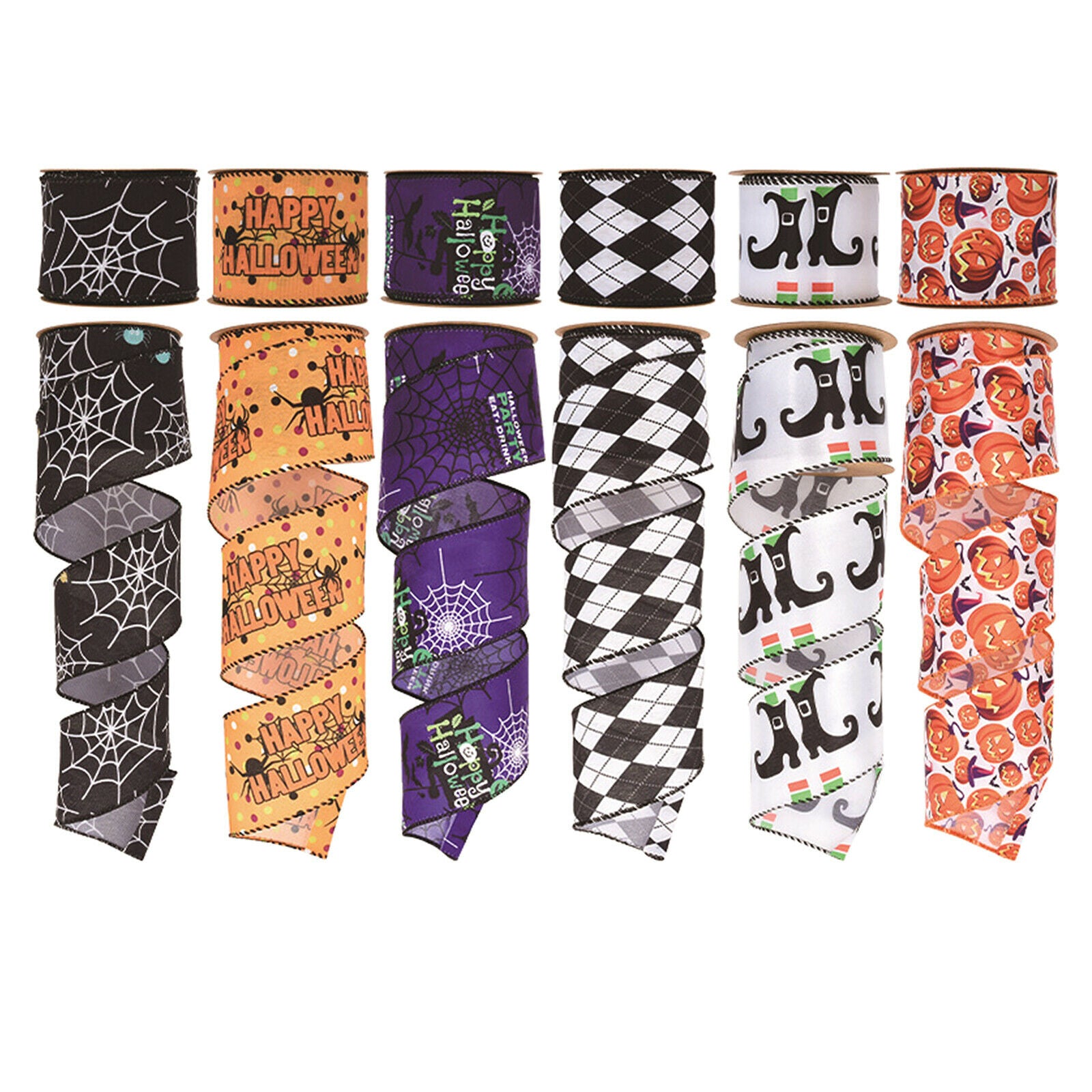 Halloween Ribbon Pumpkin Satin Wired Ribbon for Gift Wrapping DIY Party