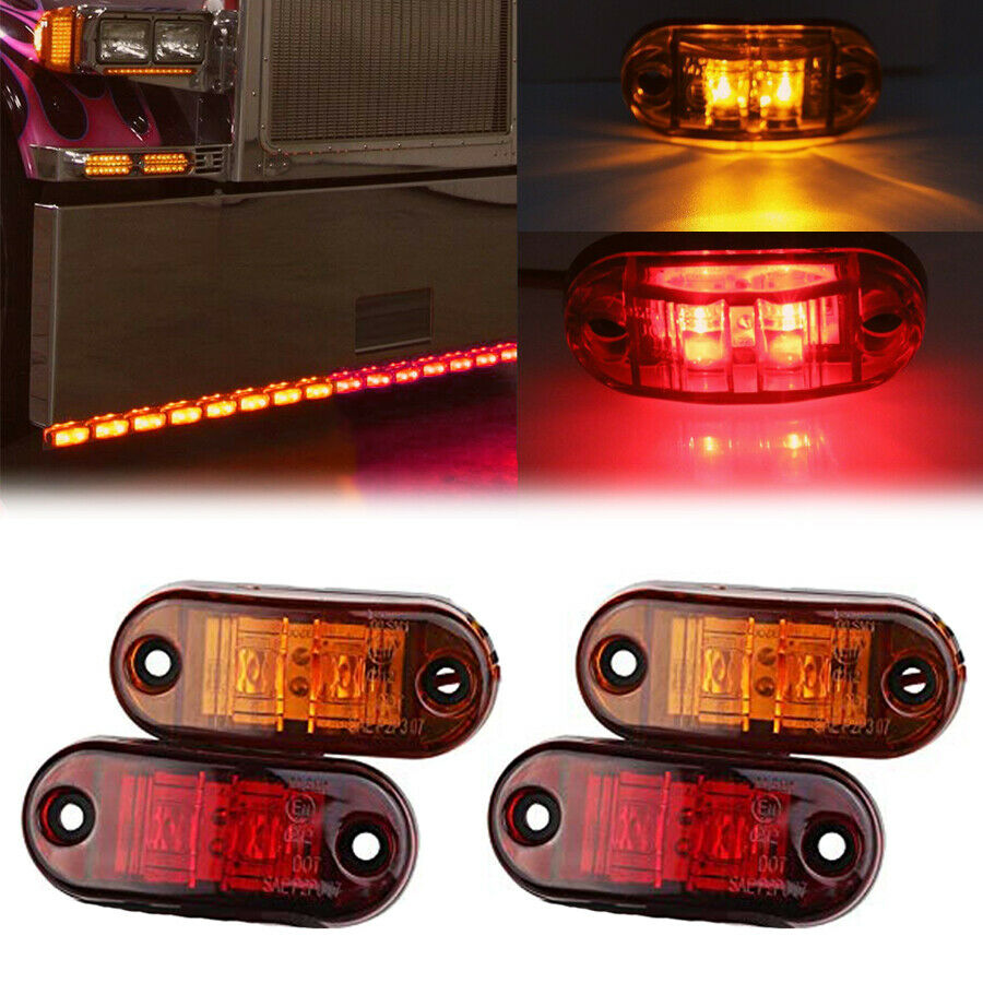 Amber Red Clearance 2 Diode 2.6" LED Oval Side Marker Lamp Light Truck Trailer