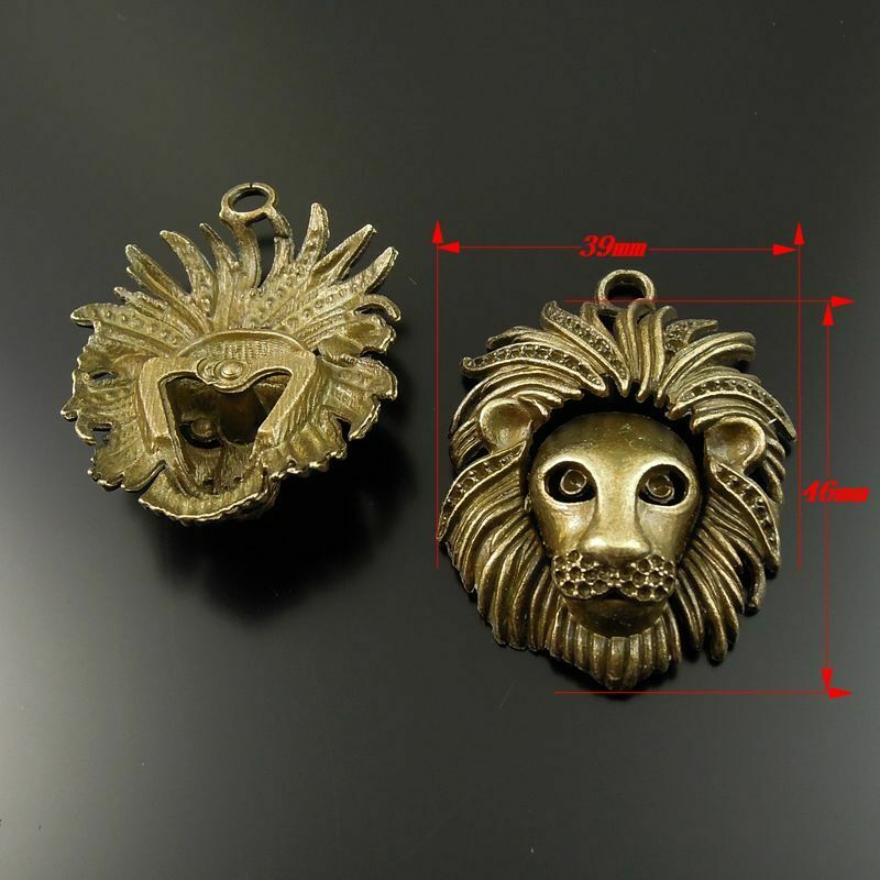 5 pcs Antiqued Bronze Alloy Charm Lion Head For Pendant Jewelry Findings 46*39mm