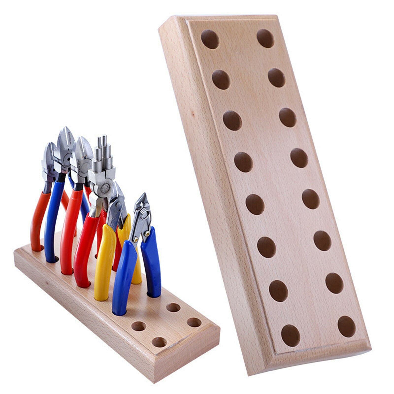 Wood Plier Block Desktop Pliers Holder Base Wood Pallet Jewelry Making Tools