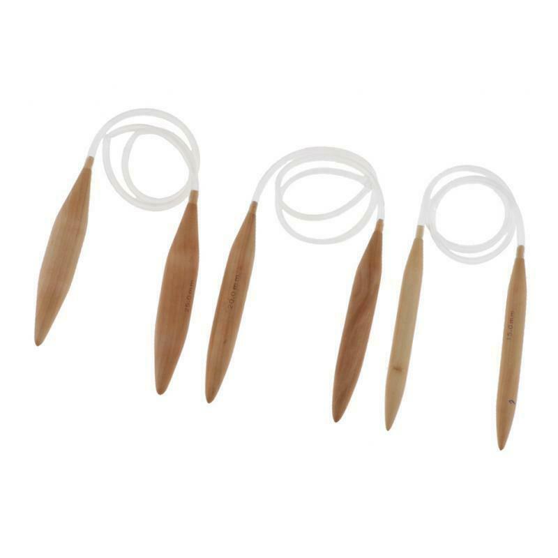 3pcs Professional 80cm Wooden Circular Crochet Knitting Needles in 3 Different