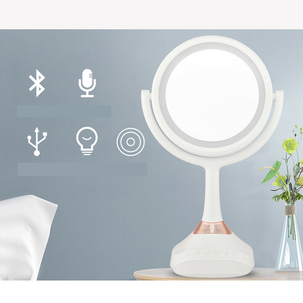 Bluetooth Music LED Dual Sided Vanity Tabletop Makeup Mirror & 5x Magnifying