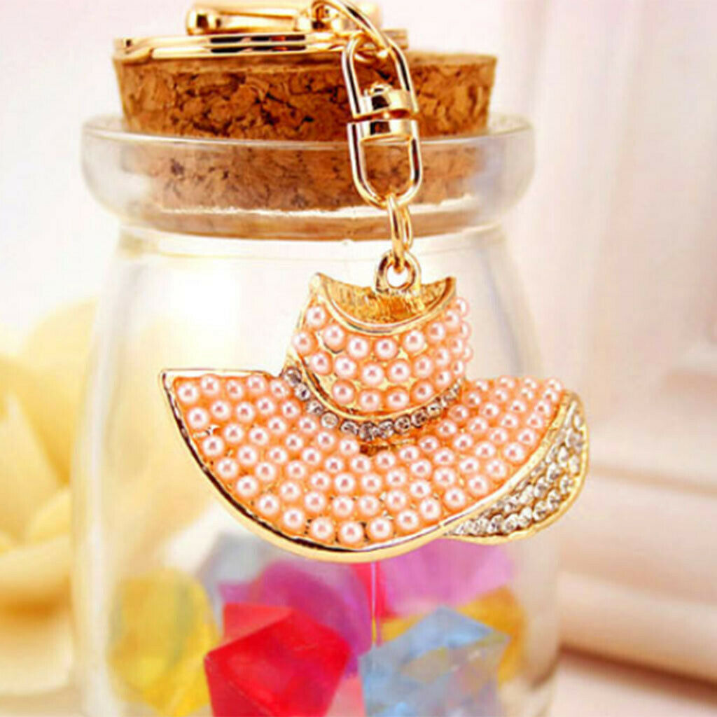 Crystal Keychain Hat Pendant Rhinestone Decorative Ornaments for Women Bags