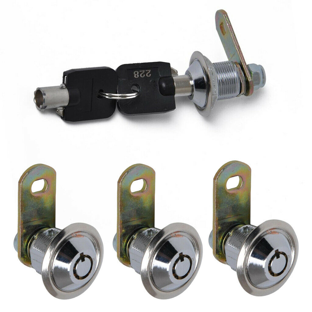 2x Tubular Cam Lock 180Deg & 2Key for Cabinet Toolbox Machine Replace Part
