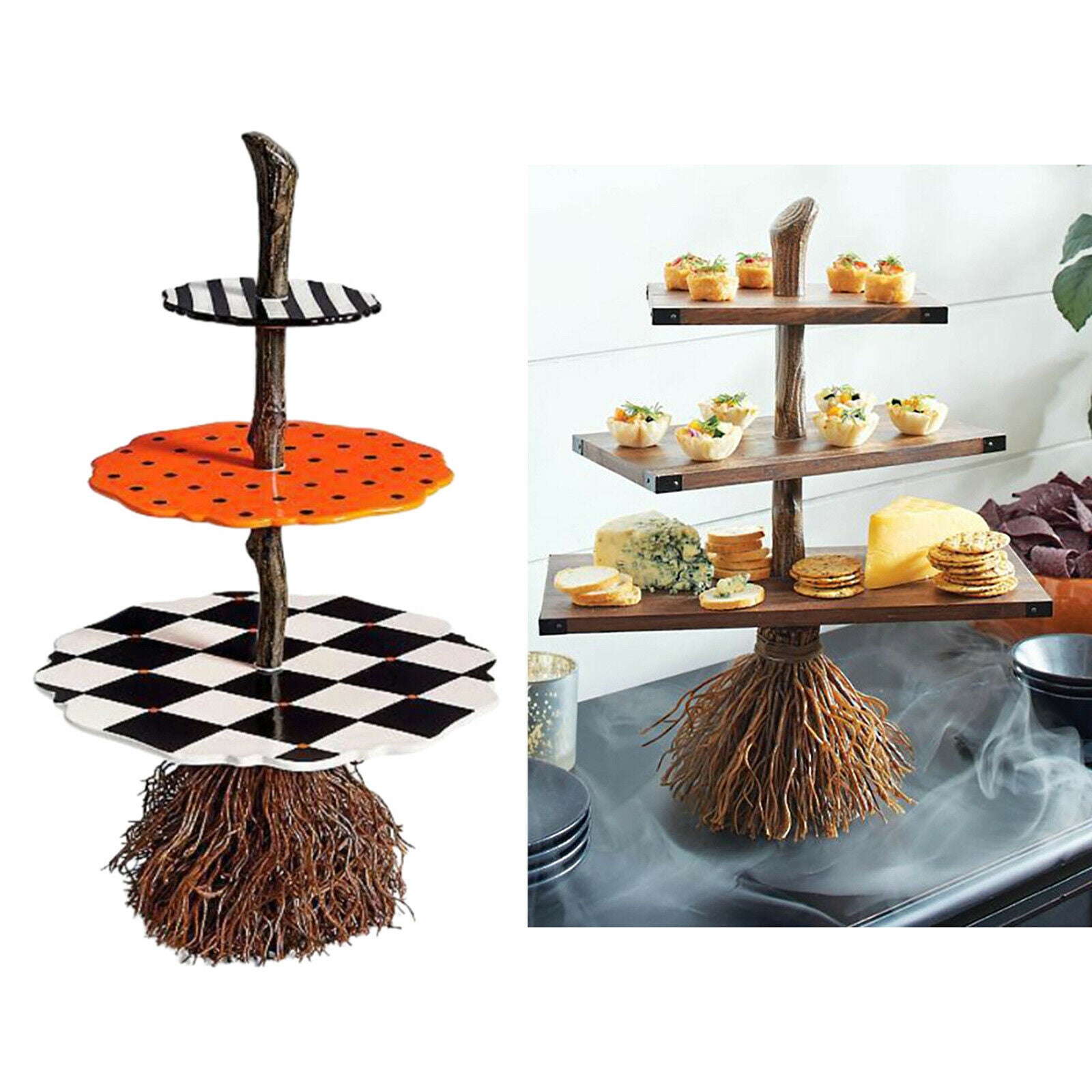 3-Tier Halloween Snack Stand Plastic Cupcake Dessert Plates Fruit Display