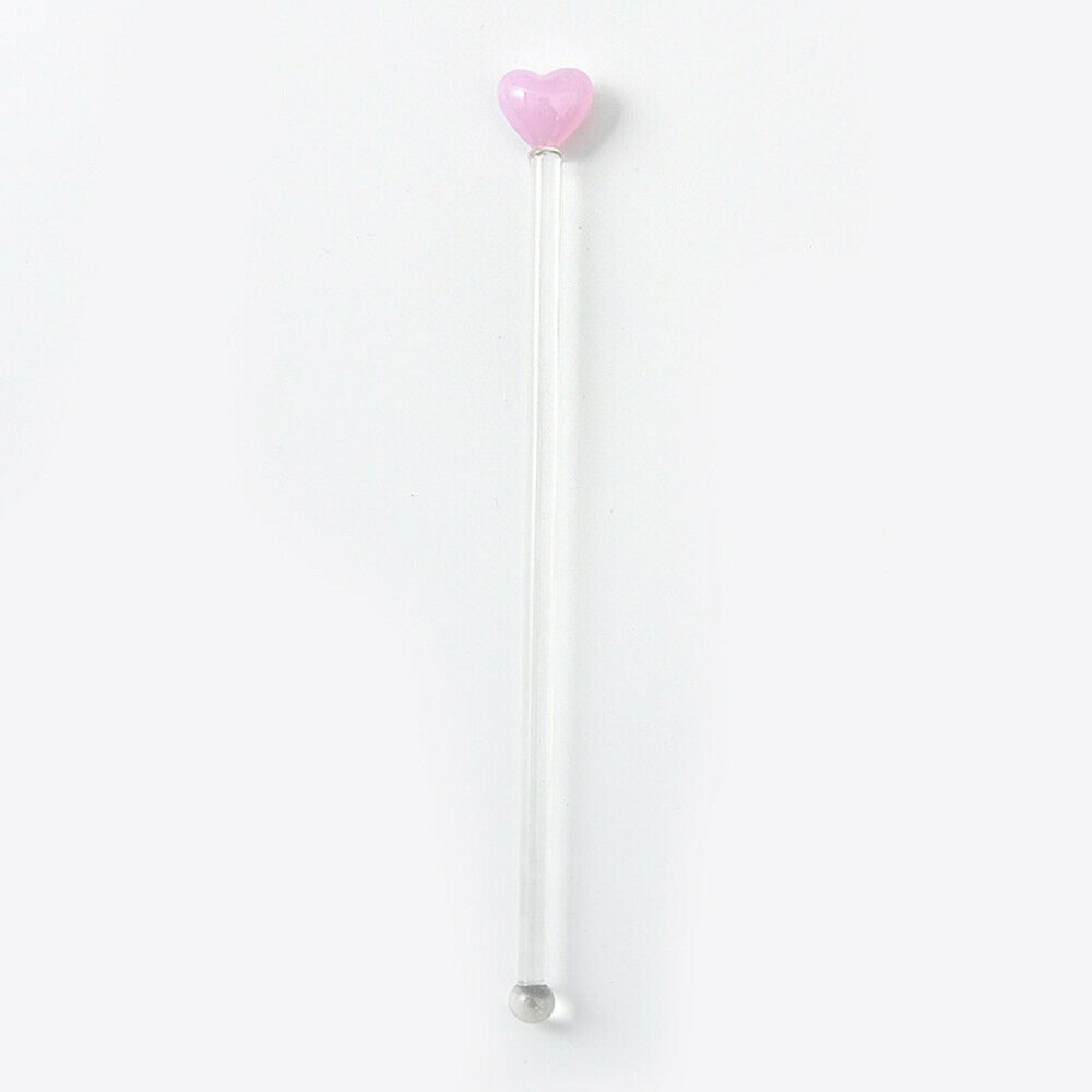 4pcs Glass Stir Sticks Heart Long Handle Beverage Swizzle Cocktail Picks Party