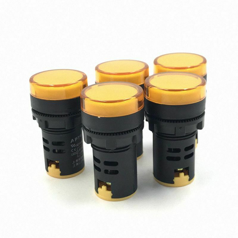 5pcs 110V 22mm Yellow LED Indicator Pilot Signal Light Lamp [M_M_S]