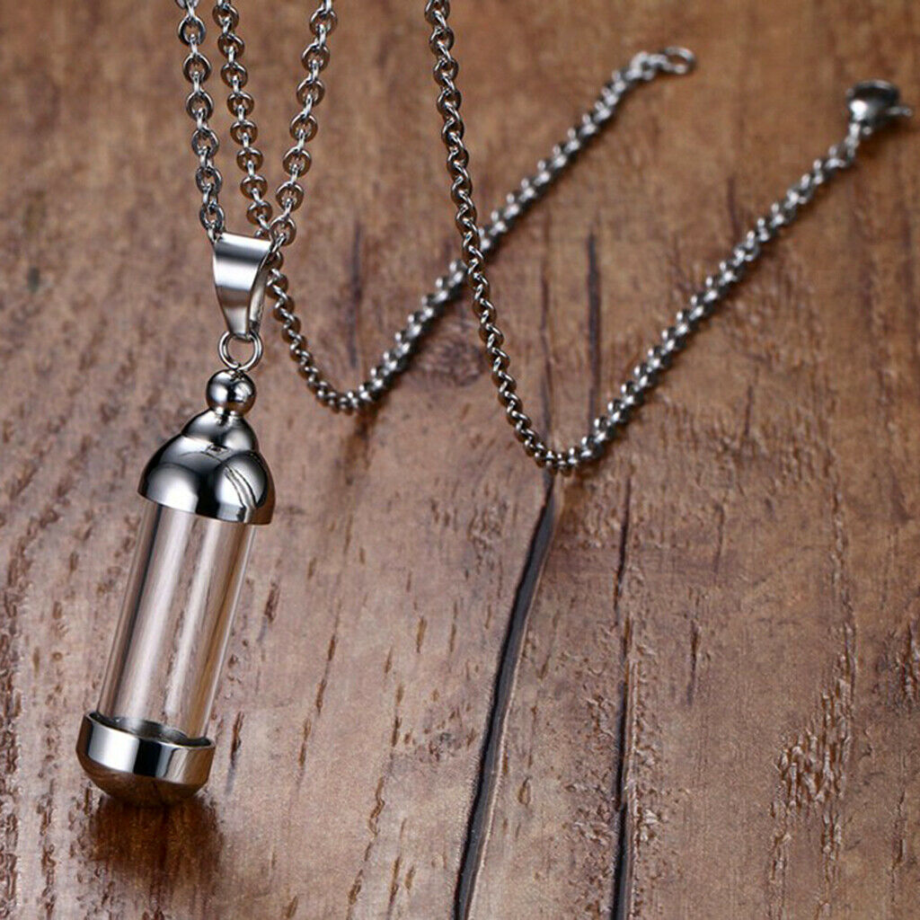 15pcs Steel Glass Tube Urn Ash Pendant Necklace for Ashes Hair Cremation