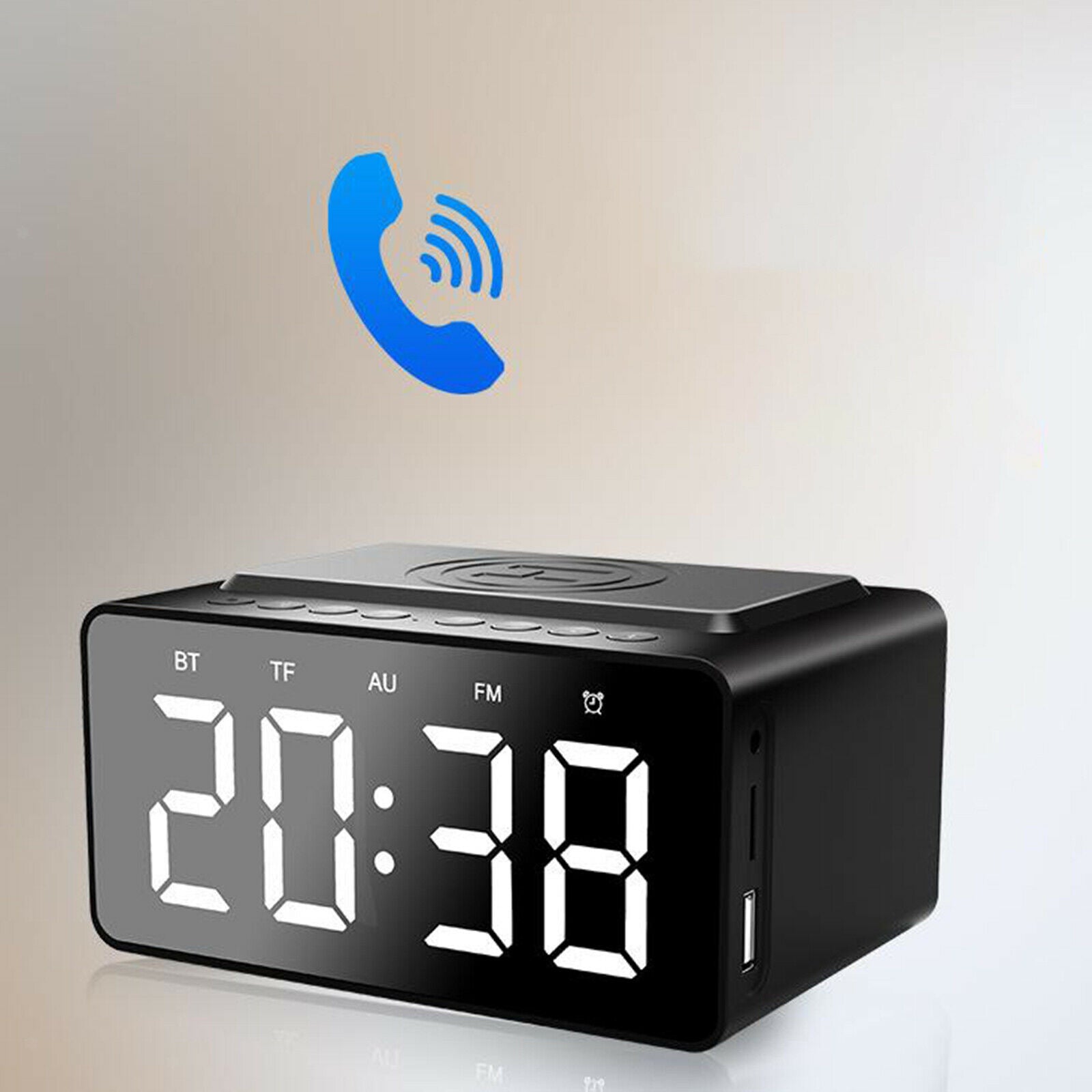 Bedside Radio Alarm Clock with USB Charger, Bluetooth Speaker, Wireless