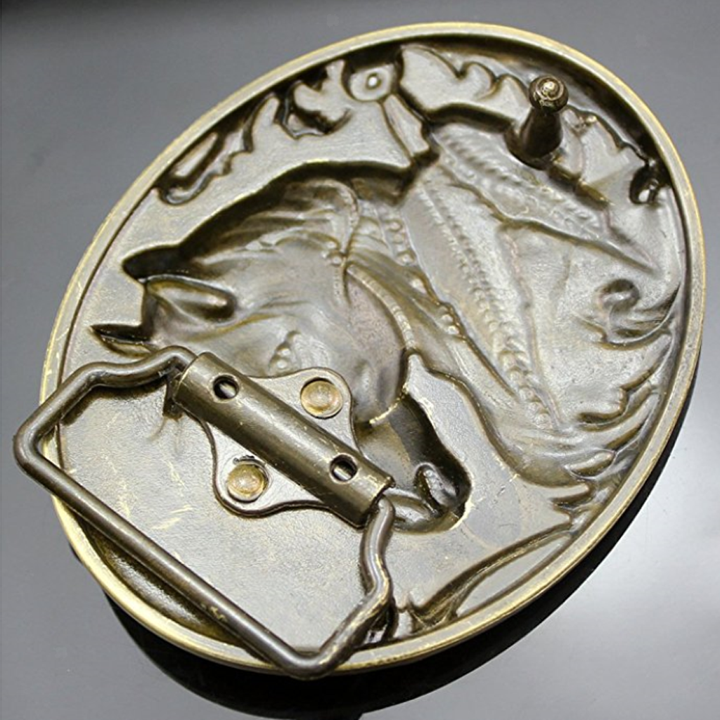 Bronze Horses Belt Buckle - Native Western Cowboy Costume Accessories