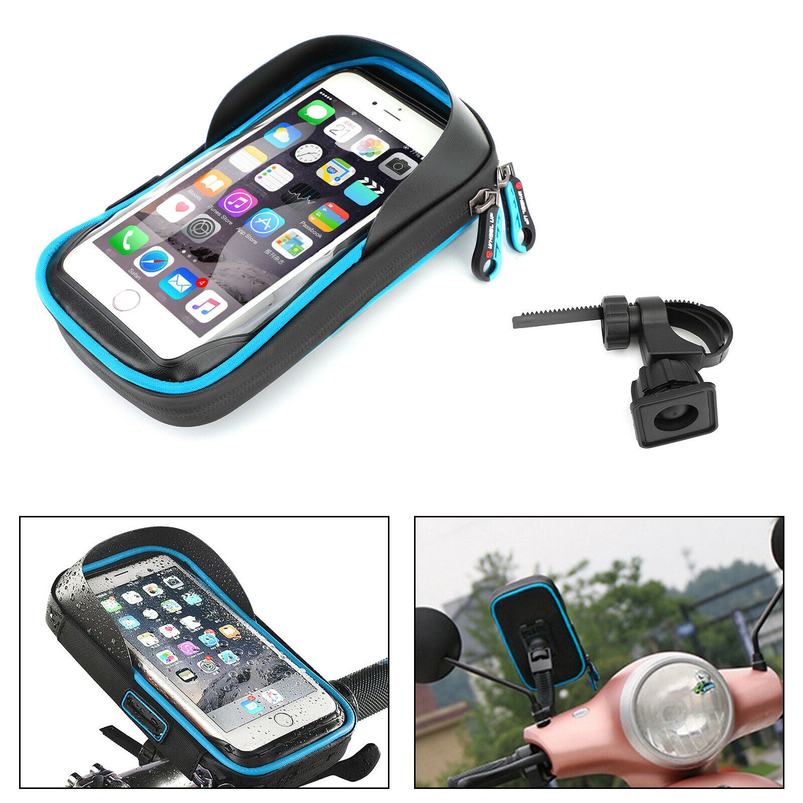 Waterproof Motorcycle Motorbike Scooter Mobile Phone Holder Bag Case Blue  B5