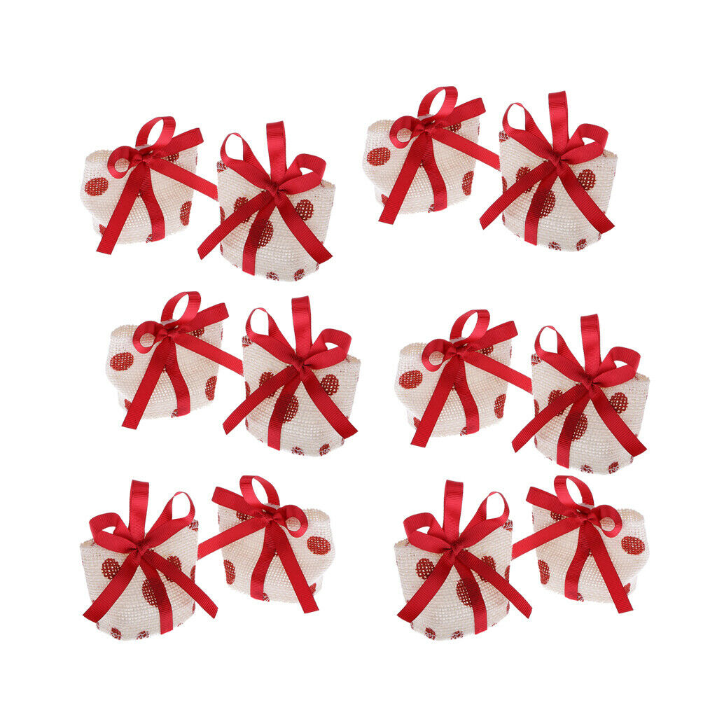12pcs Red Pokla Dot Small Sweets Candy Bags with Handle Wedding Party Favor