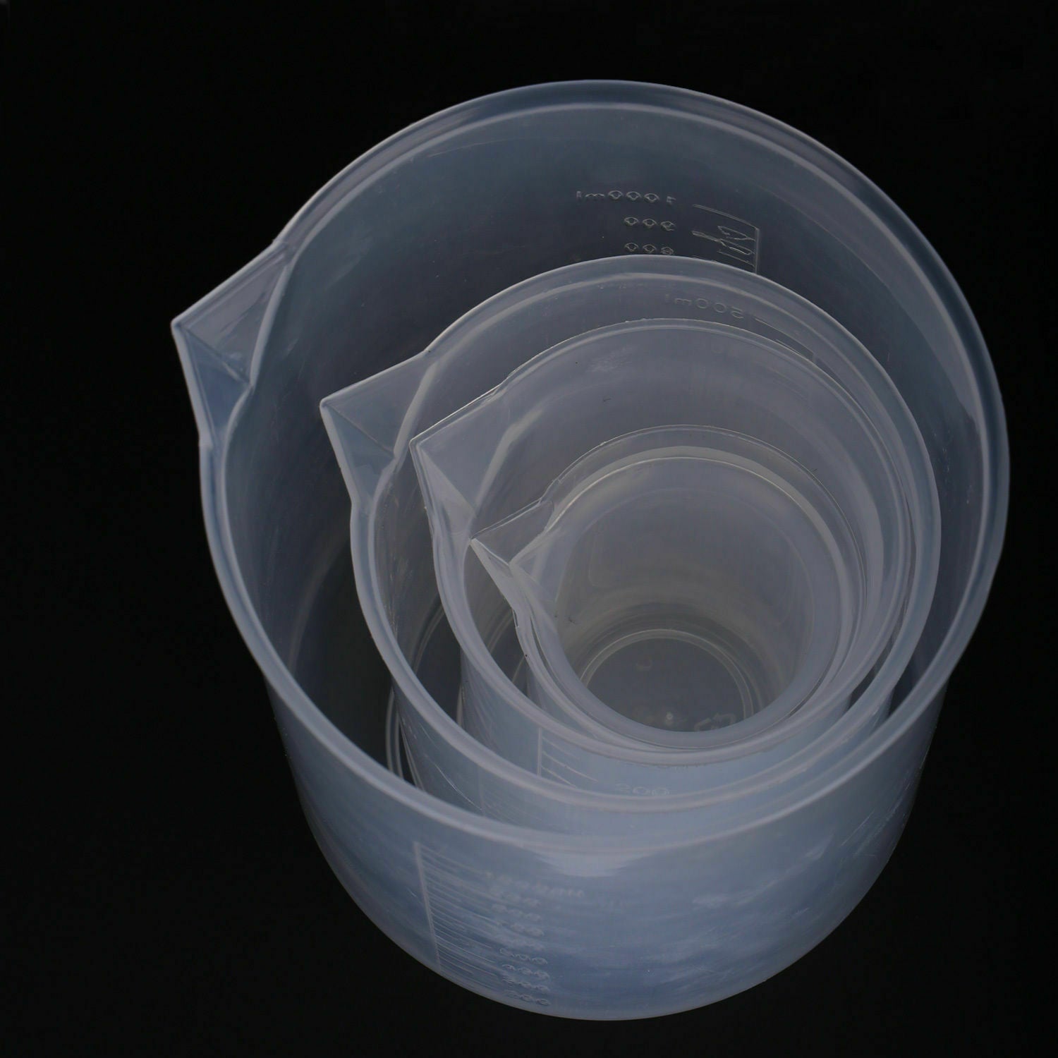 Labs Plastic Beakers Set Measuring Cups - 5 Sizes - 50, 100, 250, 500 and 1000ml