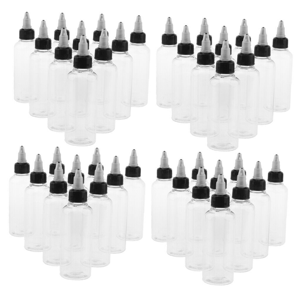40 Pcs 100ml Clear Plastic Squeeze Bottles with Twist Top Dropper Nozzle Caps