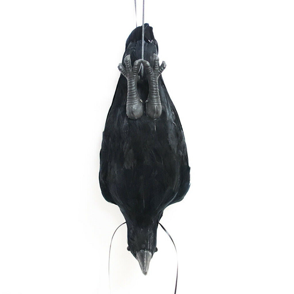 Simulation Halloween Black Crows Tree Hanging Photo Props Decor Crafts