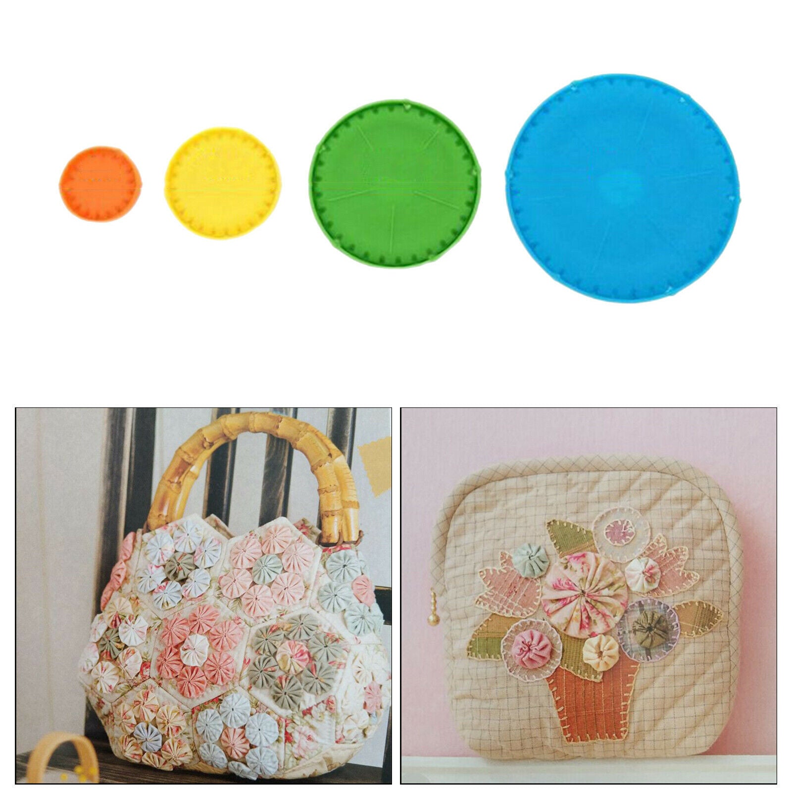 4Pcs Quick Yo-Yo Makers Round Flower Templates DIY for an Easy Yo-Yo Quilt