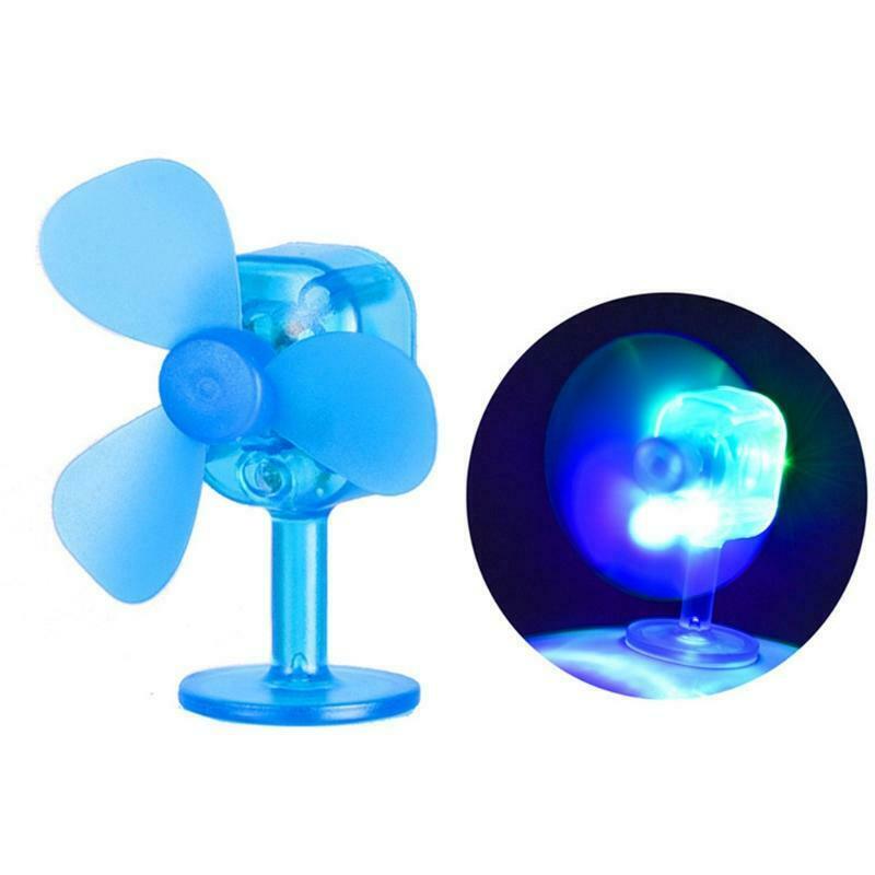 Blue Bike Motorcycle Helmet Fan with Light Easy to Install Rotatable Propeller