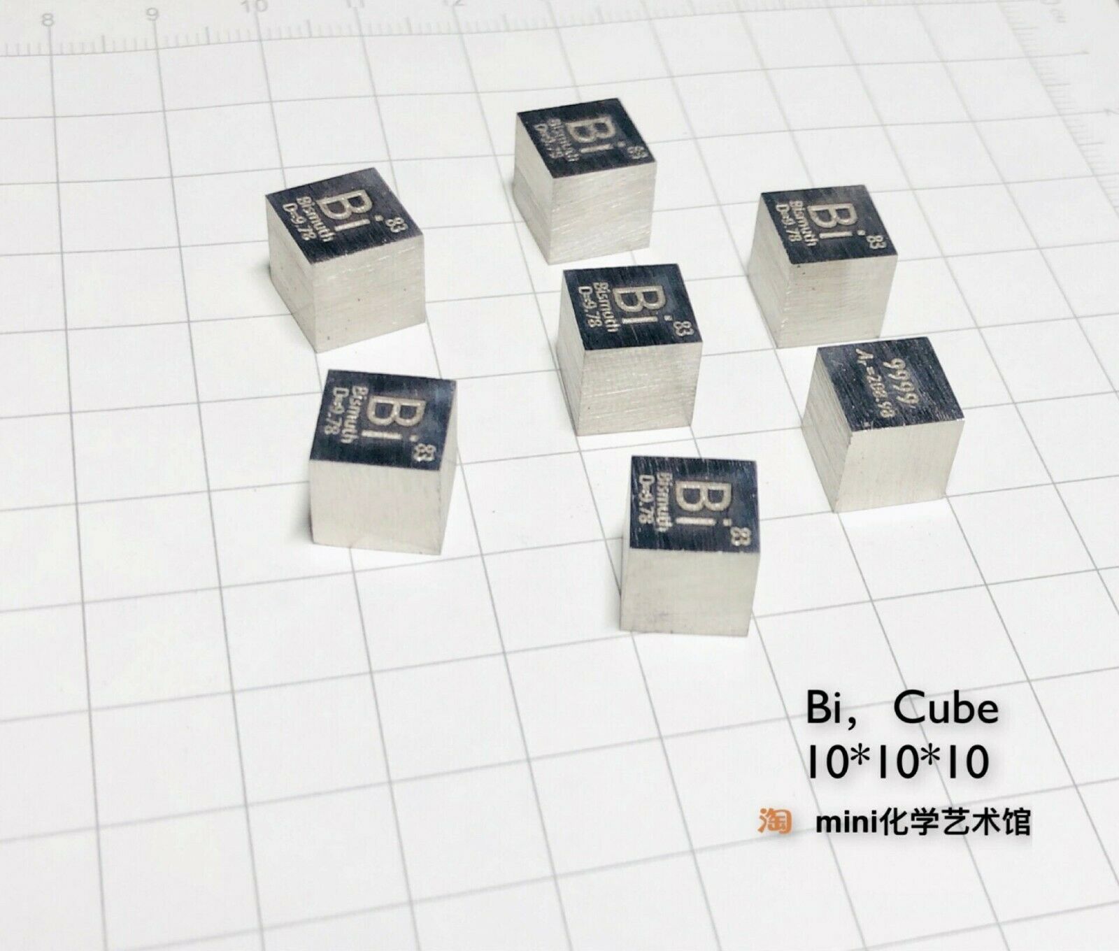 Bismuth Metal 10mm Density Cube 99.95% Pure for Element Collection