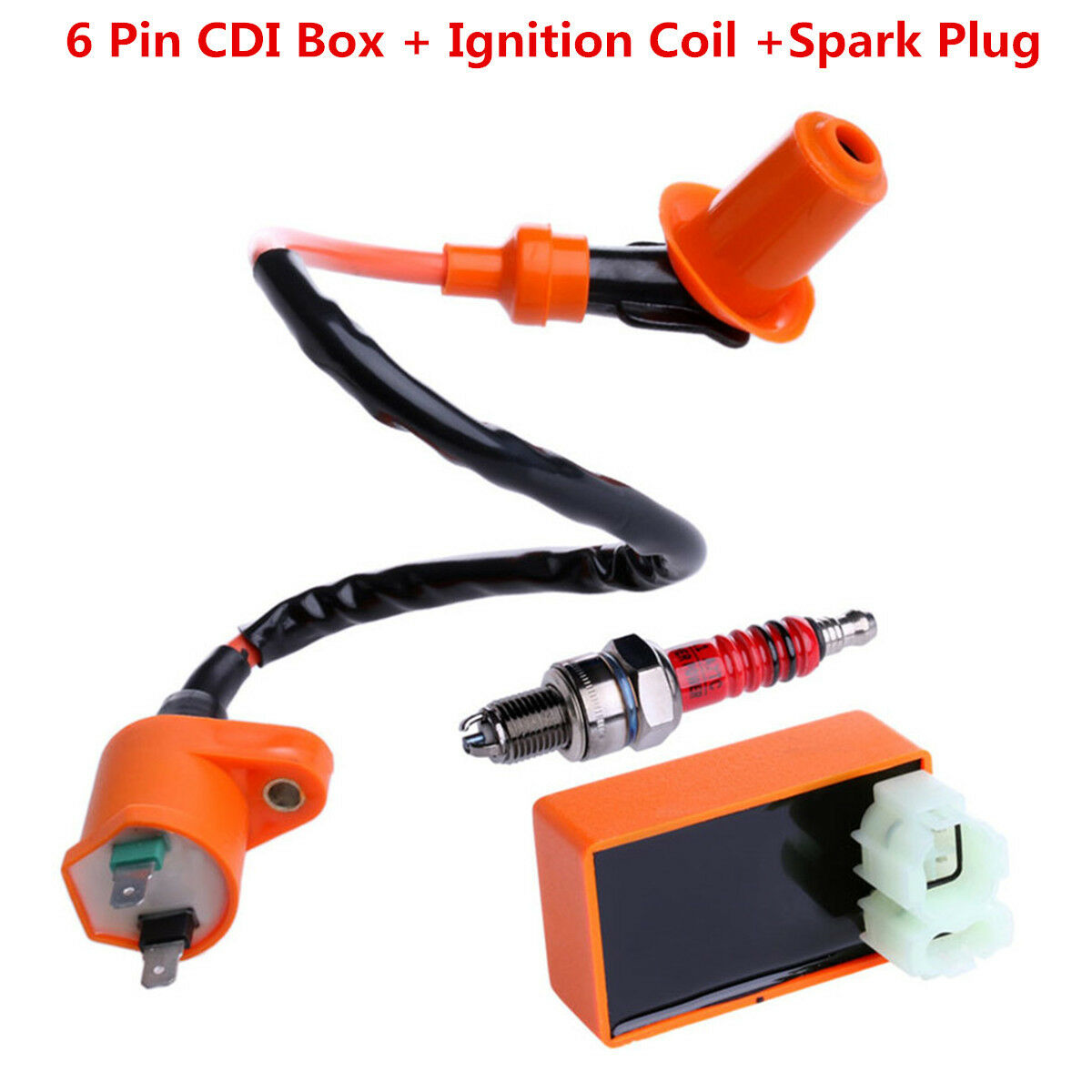 6Pins Racing Ignition Coil Spark Plug CDI For GY6 50cc125cc 150cc Scooter Mopeds