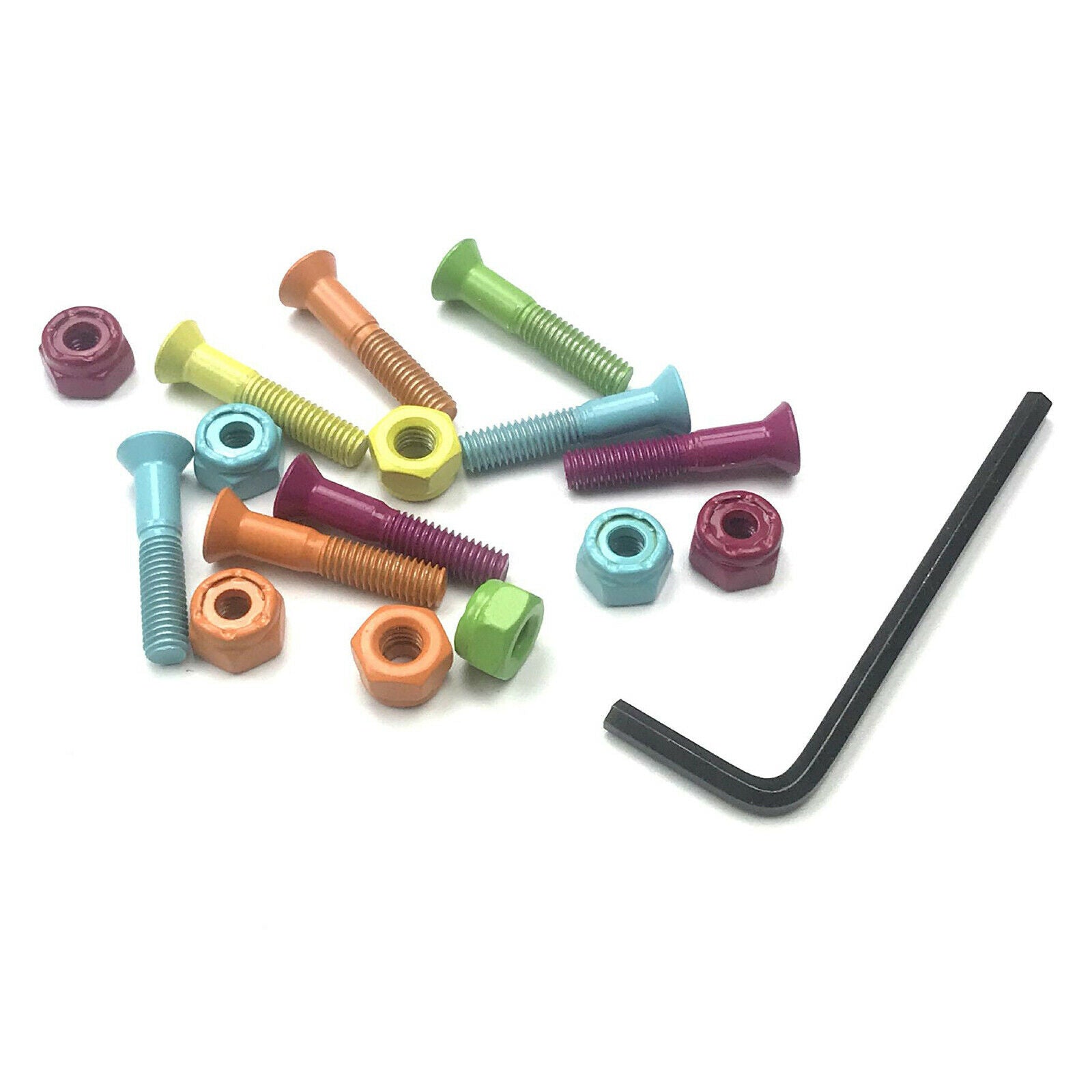 8Pieces Colorful Longboard Skateboard Truck Wheel Hardware Screws 1 Inches