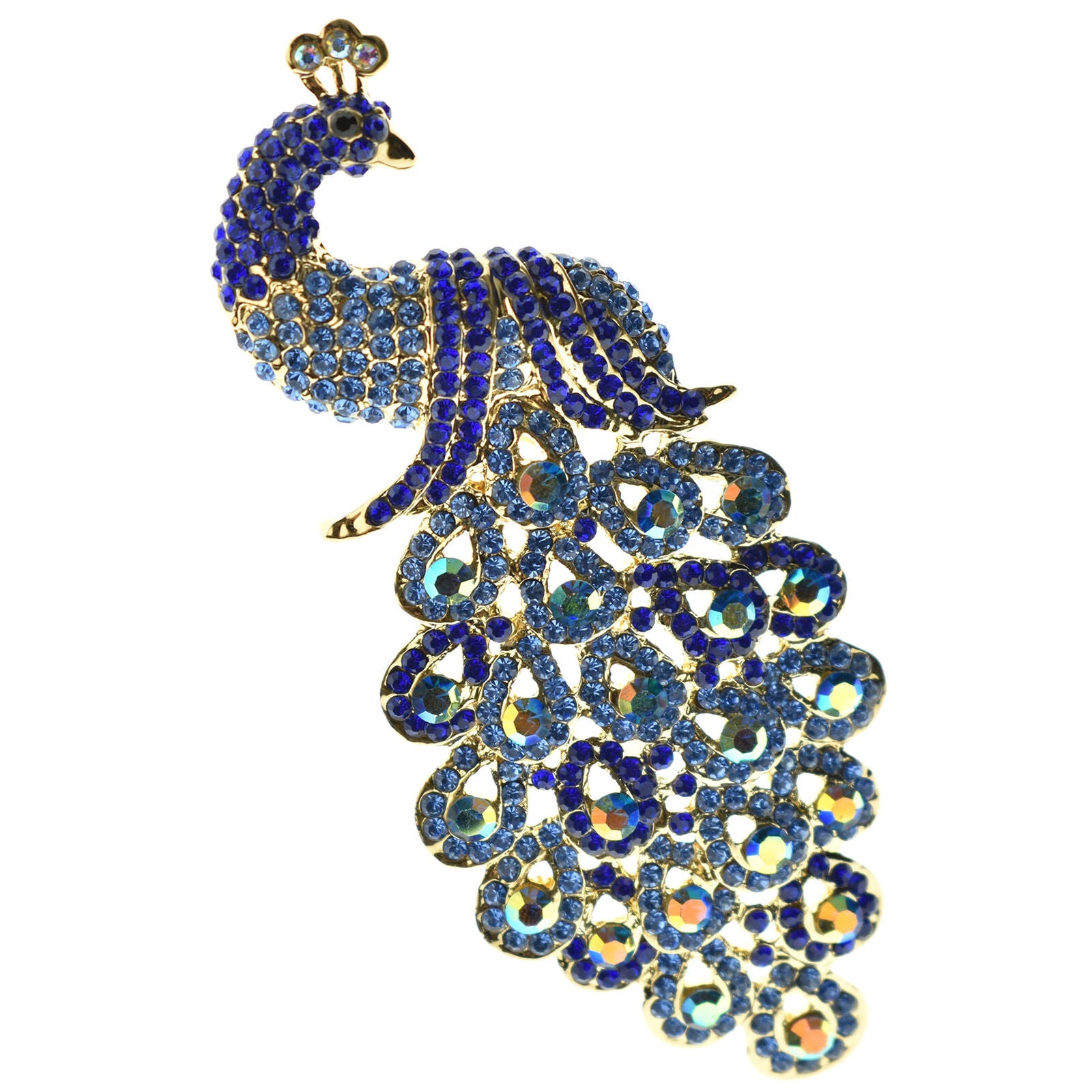 Christmas Peacock Brooch Women Lapel Pin Animal Pendant Blue Peafowl Halloween