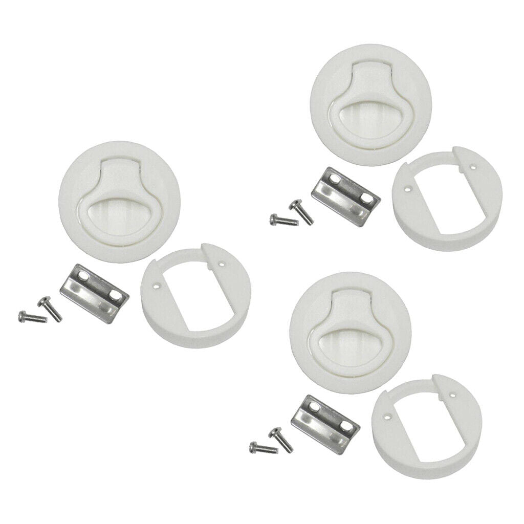 3 Sets Flush Pull Slam Latch Round for Boat Deck Hatch Door Non Locking