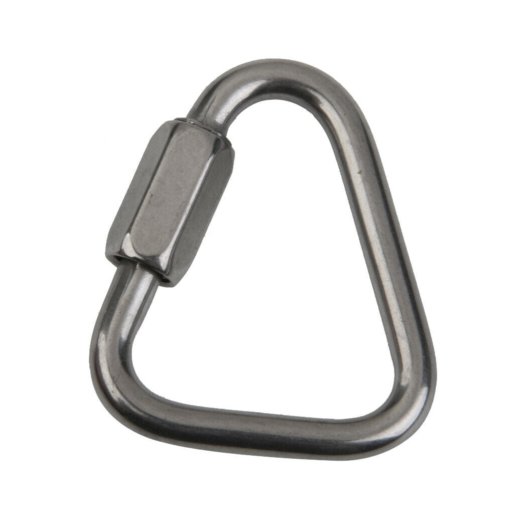2pcs Stainless Steel 12KN Screwgate Locking Triangle Carabiner Outdoor Climbing