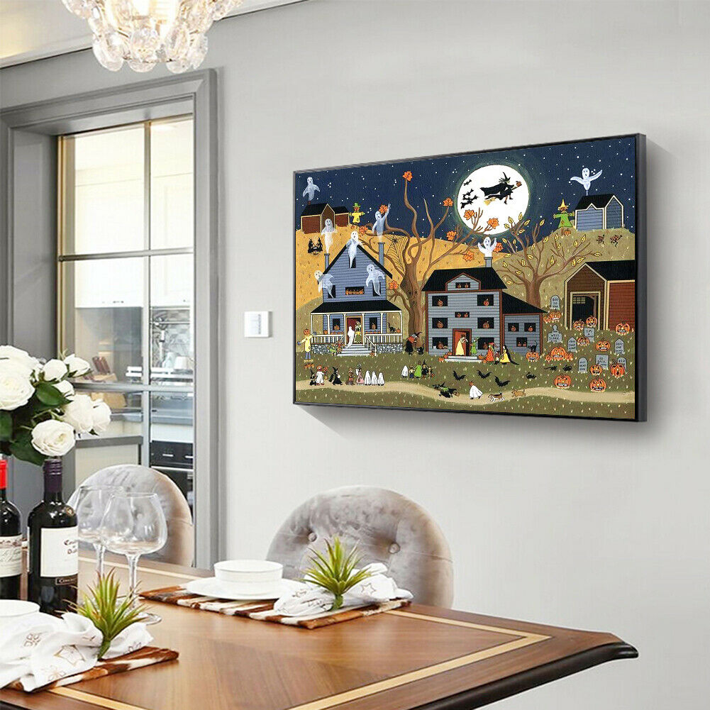 5D DIY Full Round Drill Diamond Painting Halloween Mosaic Rhinestone Draw Decor