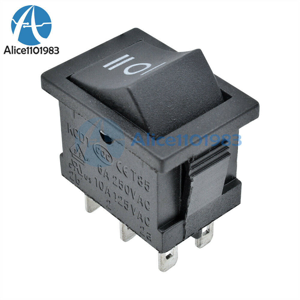 5PCS 6Pin DPDT ON-OFF-ON 3 Position Snap Boat Rocker Switch AC 6A/250V 10A/125V