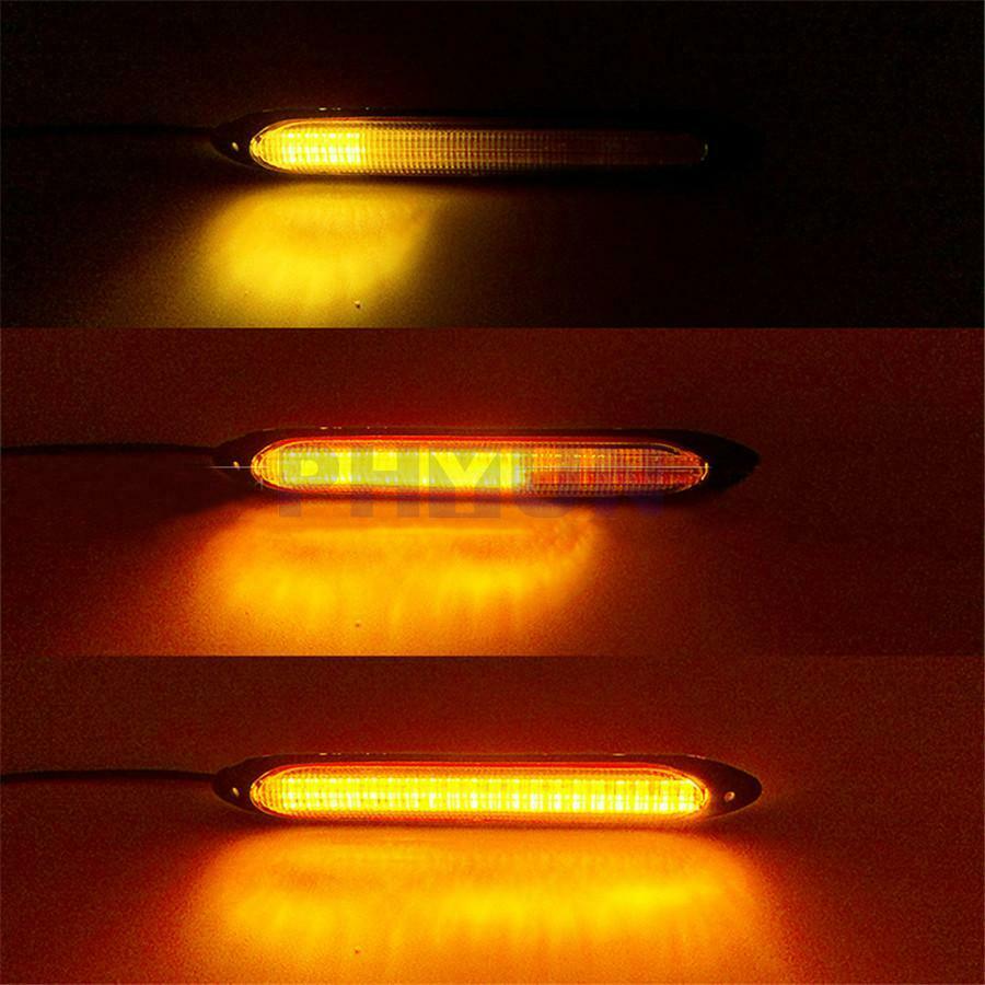 2x 10.83" Car LED Daytime Running Light White DRL Strips Yellow Flow Turn Signal