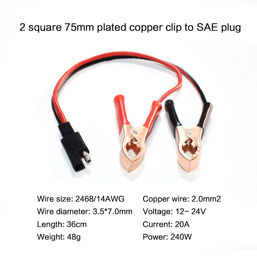 14AWG 2Pin 36cm SAE Quick Disconnect Plug Battery Alligator Clips Cable Harness