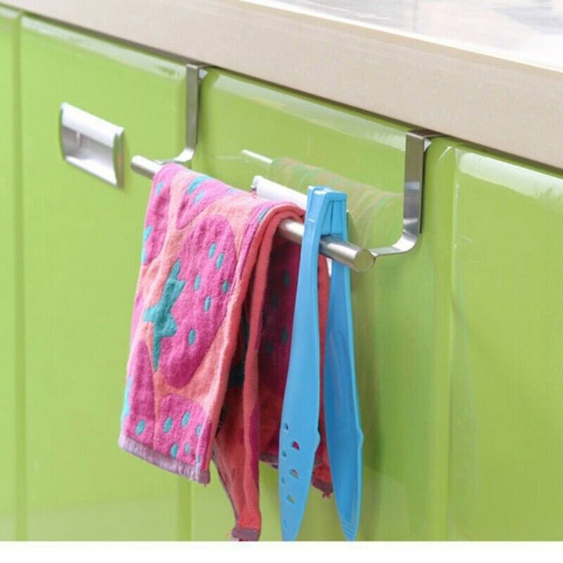 Stainless Steel Towel Bar Holder Over the Kitchen Cabinet Cupboard Door HanginK9