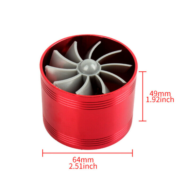 Air Intake Turbonator Single Fan Gas Fuel Saver Turbo Supercharger 2.5" ~ 2.9"
