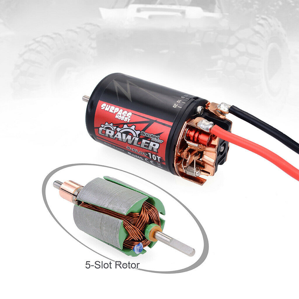 Improved 5 Slot 550 10T Brushed Motor for RC Axial SCX10 D90 D110