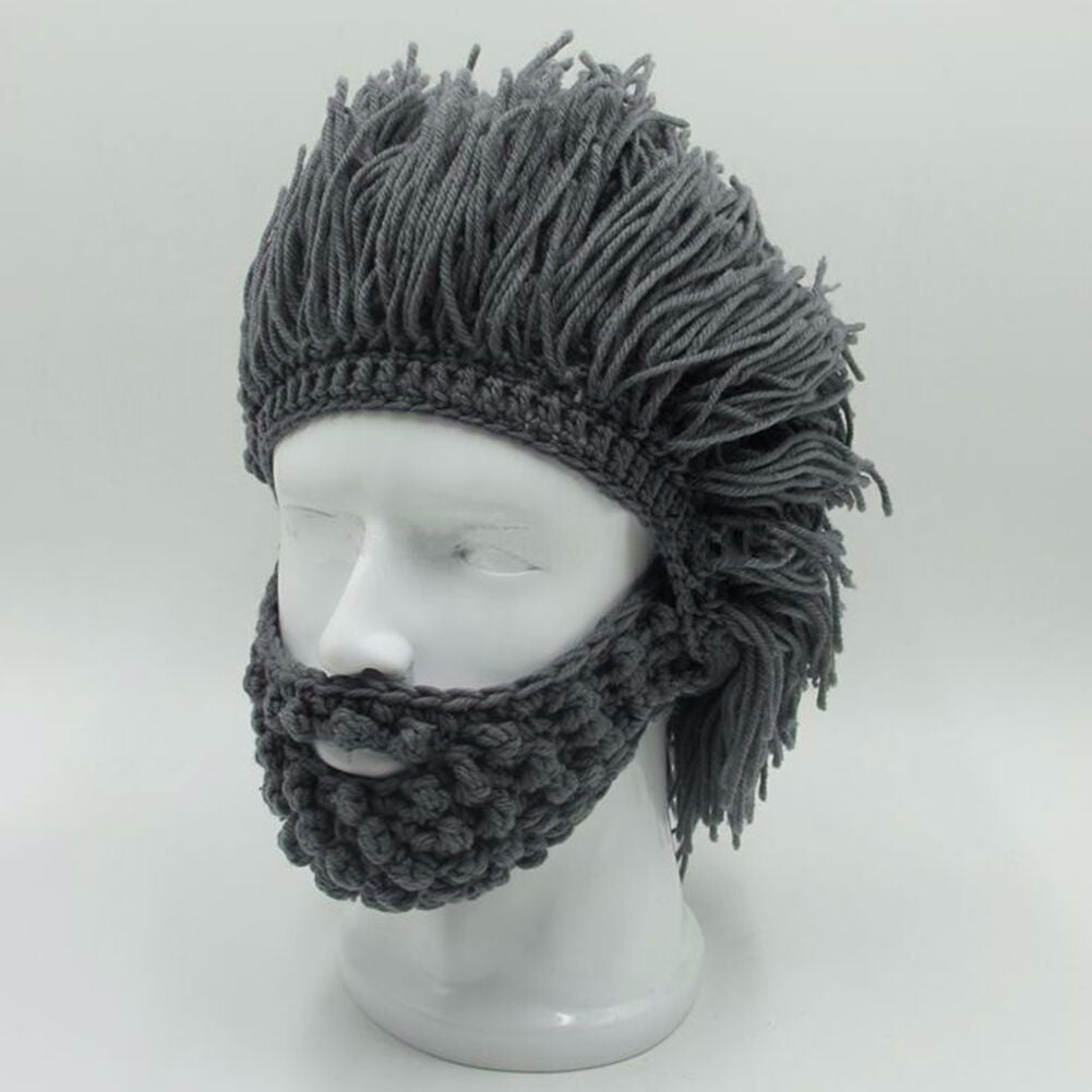 2019 Mens Funny Wig Beard Hats Hobo Mad Caveman Winter Knit Warm Hat Beanies