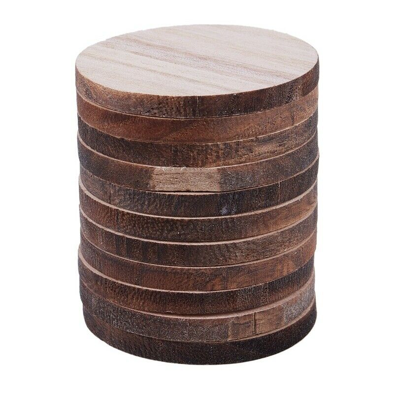 10 x Wooden Circle Shapes, Plain Wood Craft Tags 50mm (5cm) V3T5