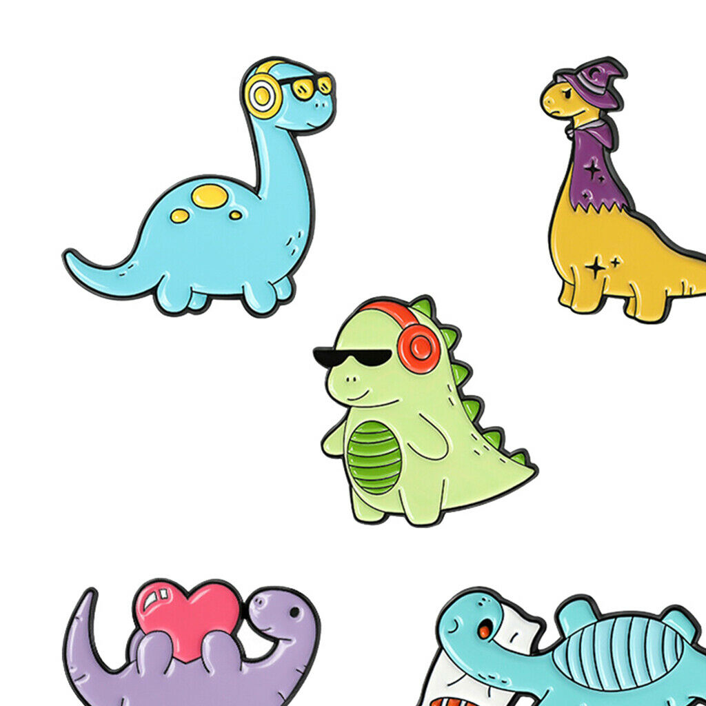 Dinosaur Enamel Pins Colorful Pin Badges for Clothing Backpacks DIY Set of 5