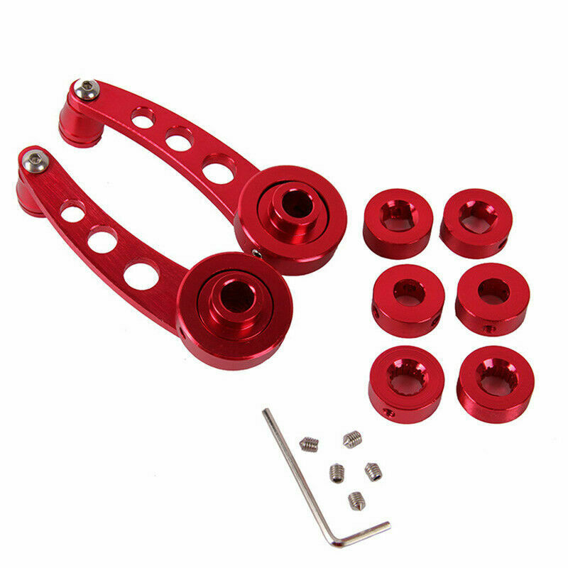 One Pair Red Auto Vehicles SUV Glass Window Winder Crank Handle Knob Accessories