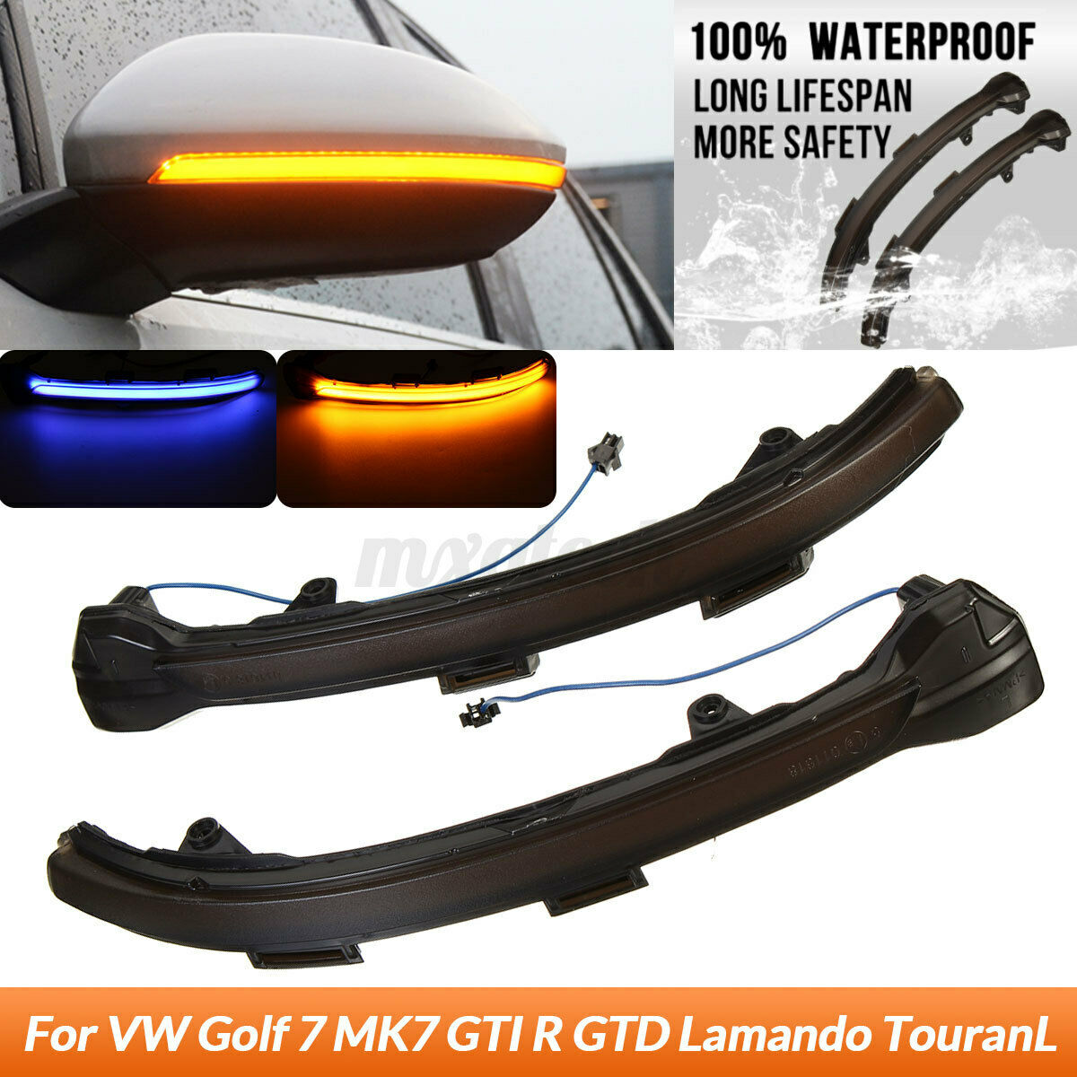 2PCS DYNAMIC SWEEPING WING MIRROR LED INDICATOR LIGHTS FOR VW GOLF MK7 GTI R +