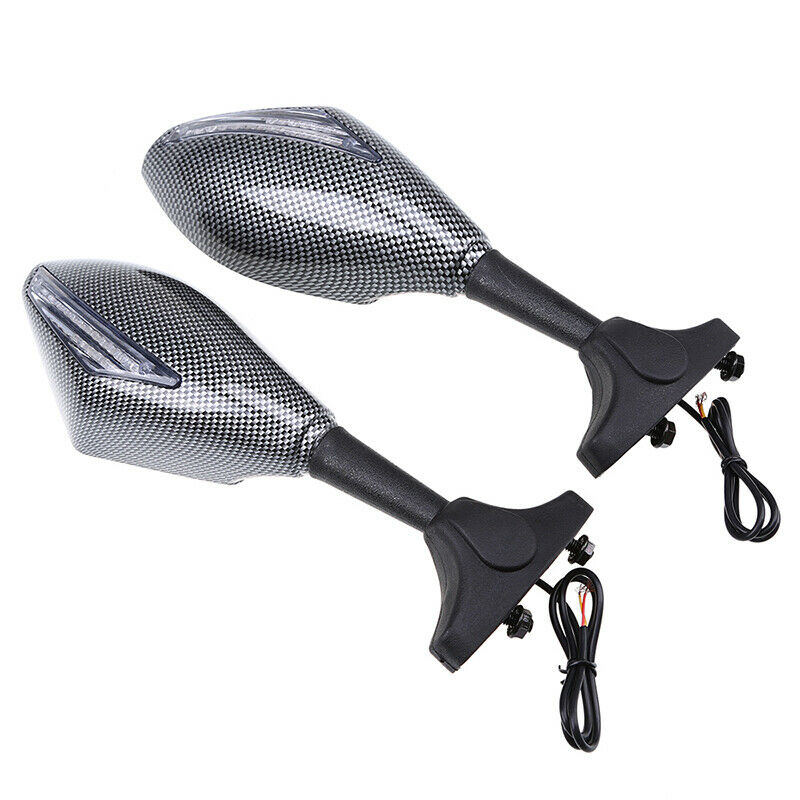 Rear View Mirror Glass Amber LED Plastic Housing Fit KawasakiÂ Ninja ZX6RÂ ZX600R