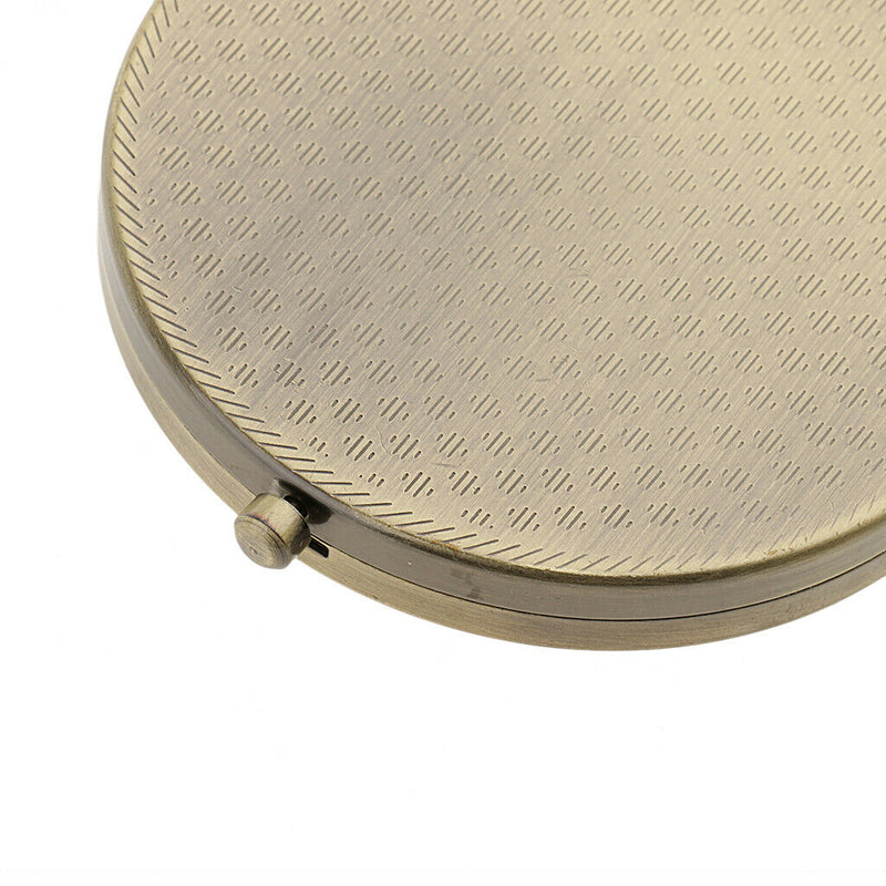 1pc Travel Premium Folding Pocket Compact Makeup Mirror Two-Sided Coppery
