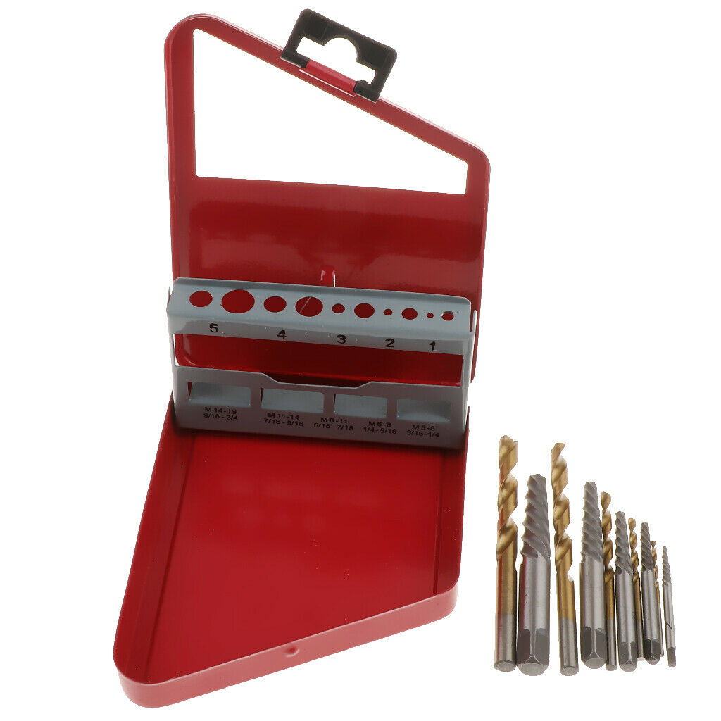 10x  Screw Extractor Left Hand Drill Bits Broken Bolt Remover Tools with Long