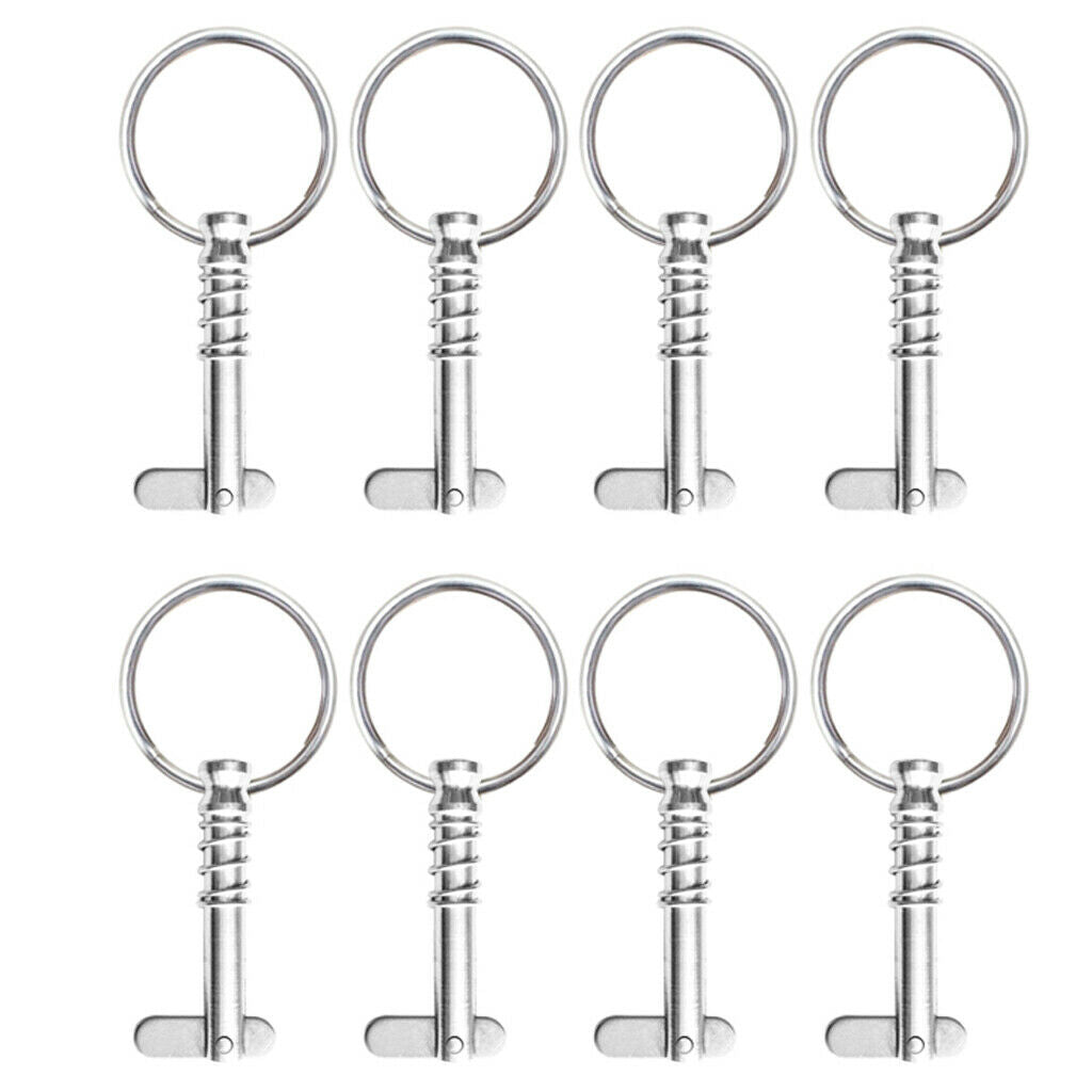 8 Pieces Boat Bimini Top Frame Quick Release Spring Pins 1/4 with Pull Ring Acce